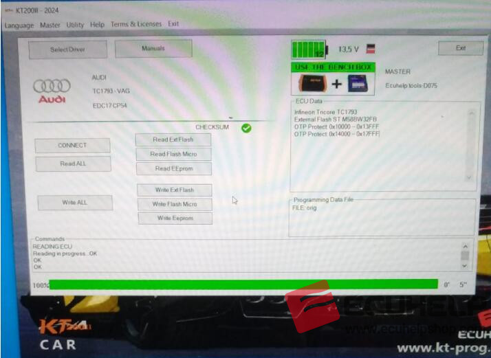 KT200II Read Write Audi A6 4G EDC17CP54 Bench Mode
