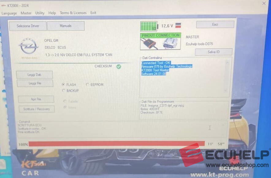 KT200II Write Delco e98 Opel insignia Full System 
