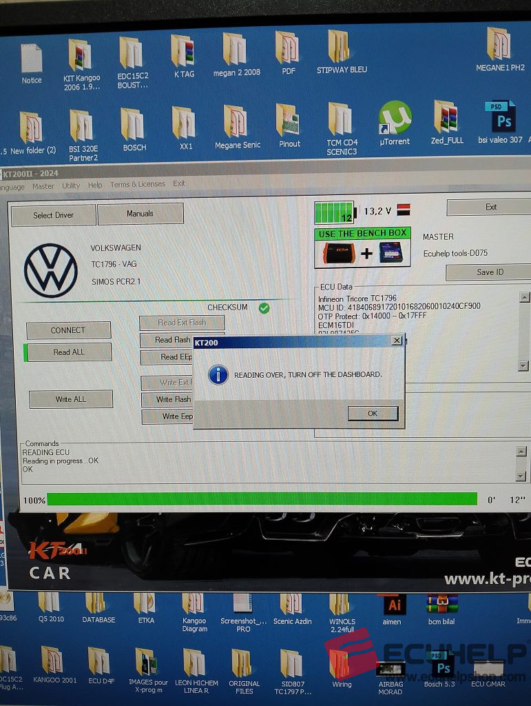 KT200II Read Write PCR 2.1 VW Caddy 2015-01