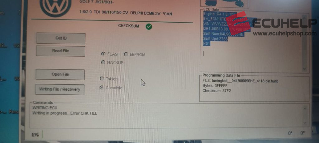 KT200II Read Write VW Delphi DCM6.2V “Error CHK File”