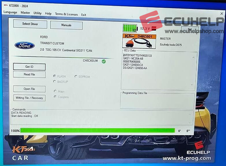 T200II Reading Ford Transit Custom 2017 SID211 100% Successfully