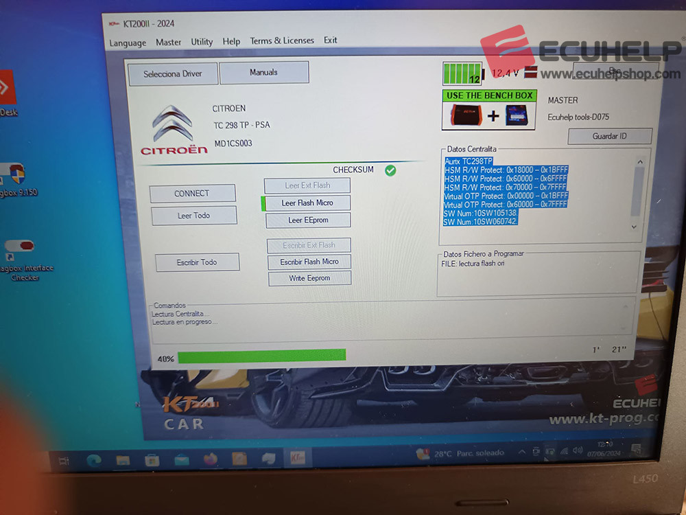 KT200 II Read and Write PSA Bosch MD1CS003 on Bench-04