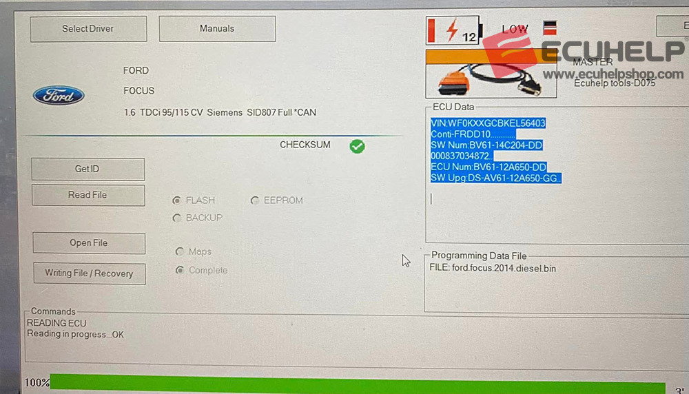 KT200II Read Write 2014 Ford Focus 1.5 Diesel Siemens SID807 via OBD2-02