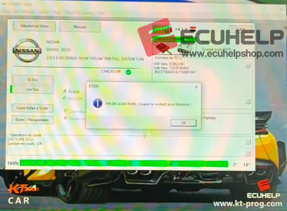 KT200II Read Nissan Pathfinder 2005 ECU DENSO Pinout Mode-03