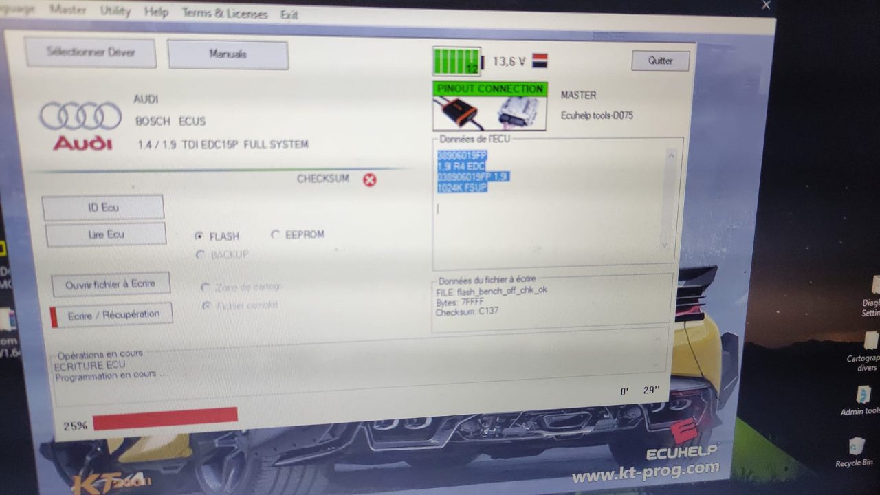 KT200 Full System Read Write Audi A4 EDC15P+ 1.9 tdi 130ch