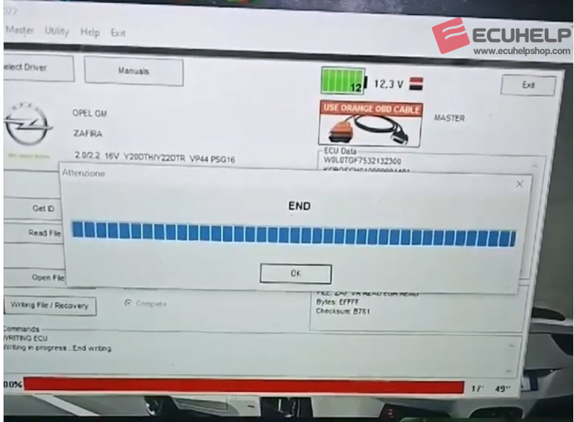 ECUHELP KT200 Write Opel zafira 2 0Dti PSG16 via OBD-02