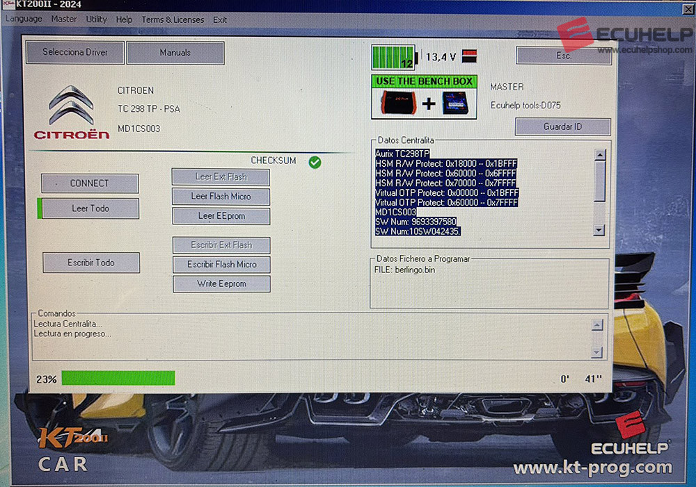 KT200II R/W Berlingo 1.5 bluehdi 2019 MD1CS003 on Bench-03