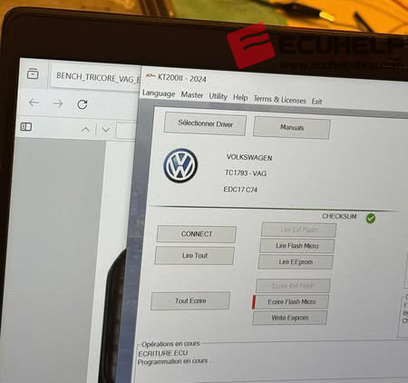 KT200II R/W VW Tiguan 2019 EDC17C74 on Bench-03