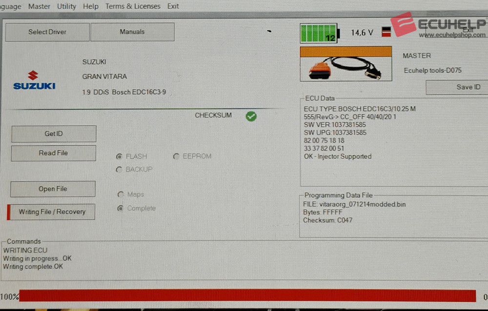 KT200II Read Write Suzuki Grand Vitara 2009 1.9DDiS EDC16c3-9 OBD Mode-02