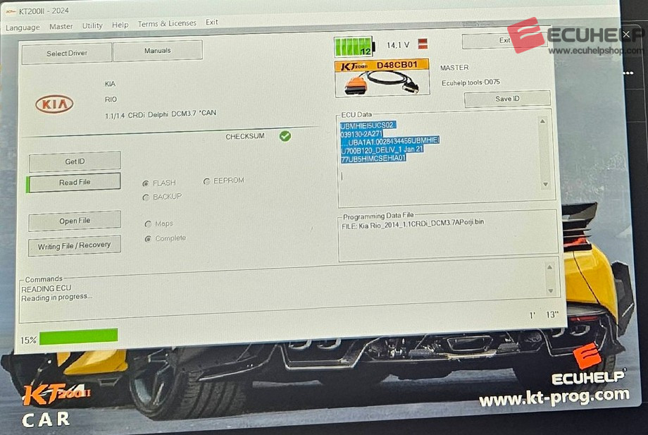 Reading DCM3.7AP via OBD using KT200II