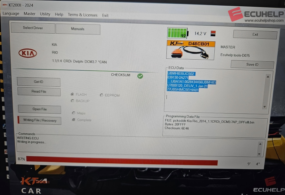 Writing DCM3.7AP via OBD using KT200II