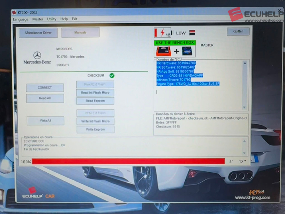 ECUHELP KT200 Read and Write Benz CRD3.E1 on Bench-02