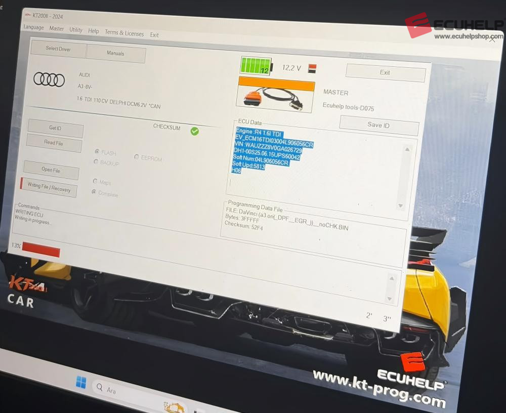 
ECUHELP KT200II VR OBD Read Write DCM6.2V 2015 Audi A3 1.6TDI 